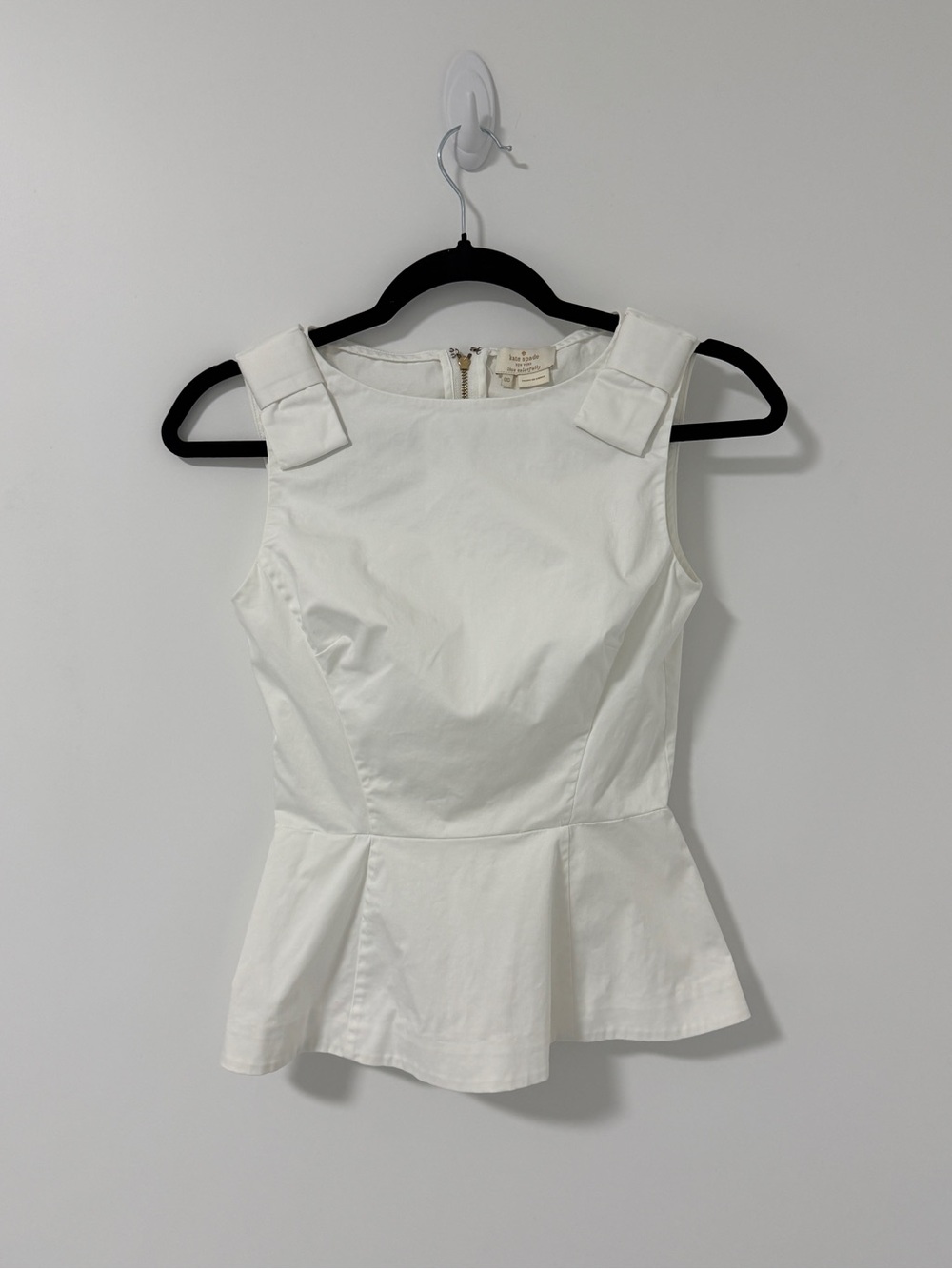kate spade White Sleeveless Fit-and-Flare Dress with Shoulder Tabs